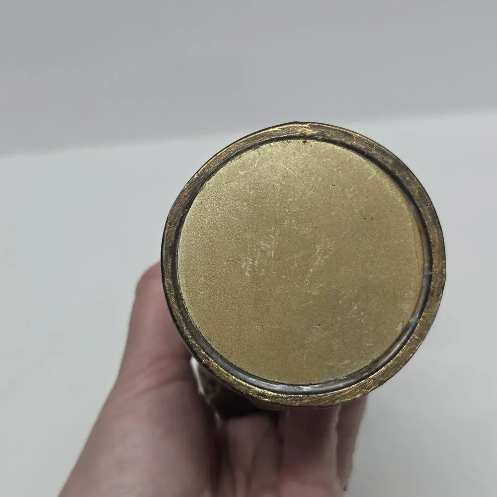 Vintage Metal Bronze Brass Cherub Cupid Gold Tone Candle Stick Holder Romantic
